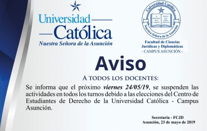 Suspensión de Clases el viernes 24 de mayo