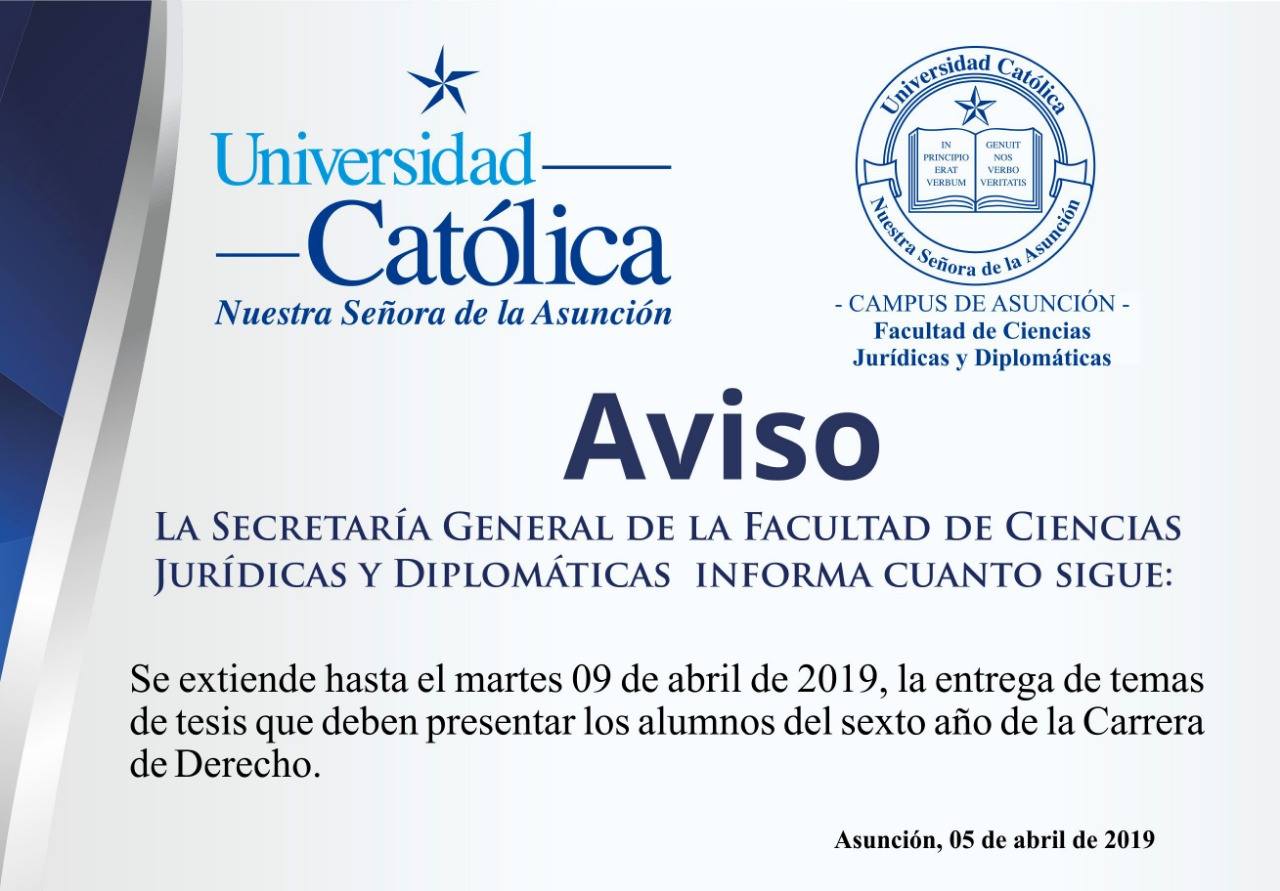 Prórroga para el periodo de entrega de temas de trabajo final de grado