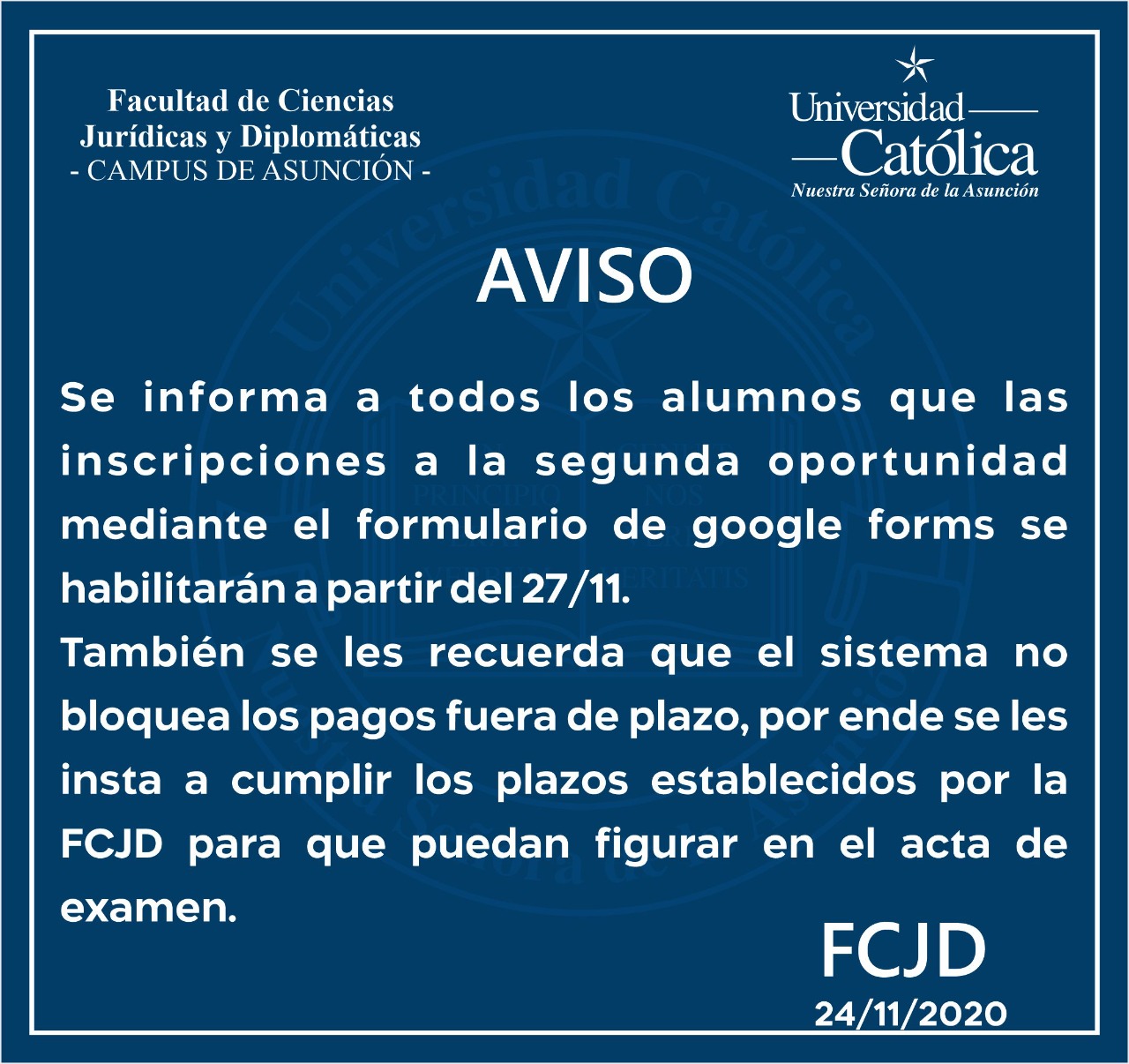Acerca de las Inscripciones a exámenes SEGUNDA oportunidad