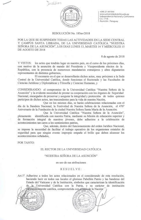 MEMORANDUM – REACREDITACION DERECHO 2018