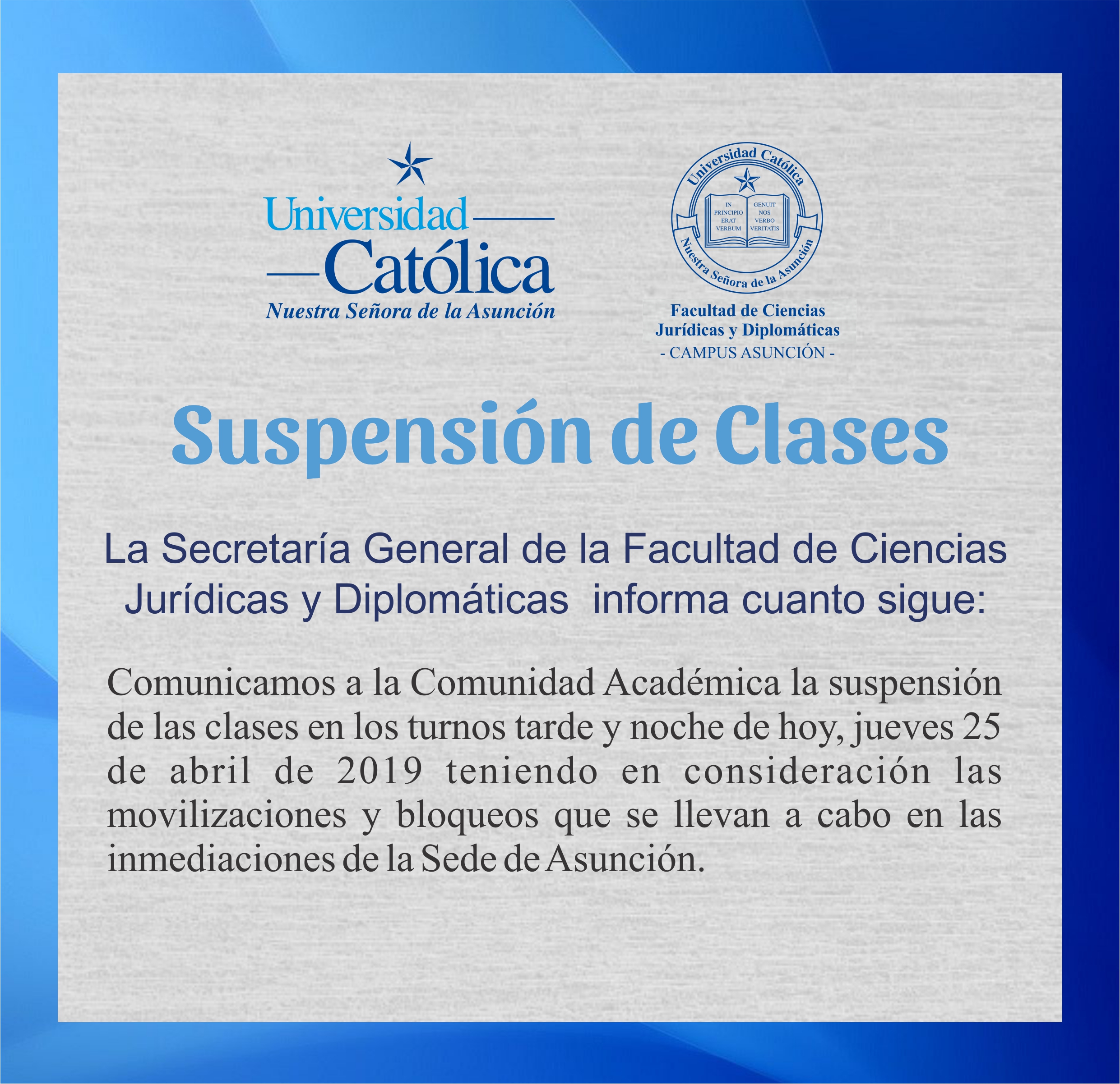 Suspensión de Clases Suspensión de Clases